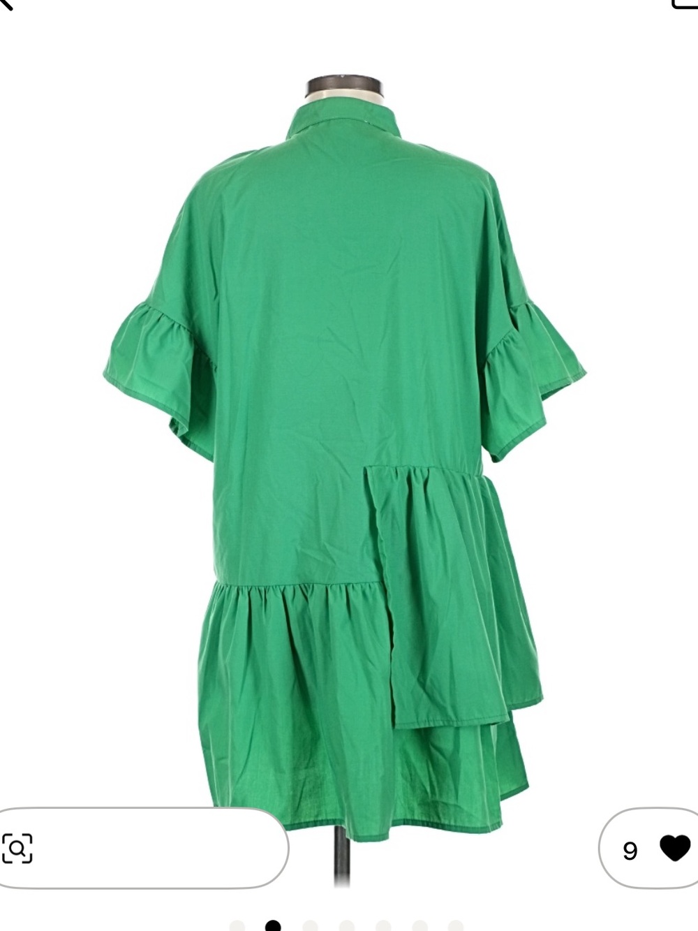 Sunday Green Tiered Ruffle Button-Front Mini Dress - Picture 2 of 5